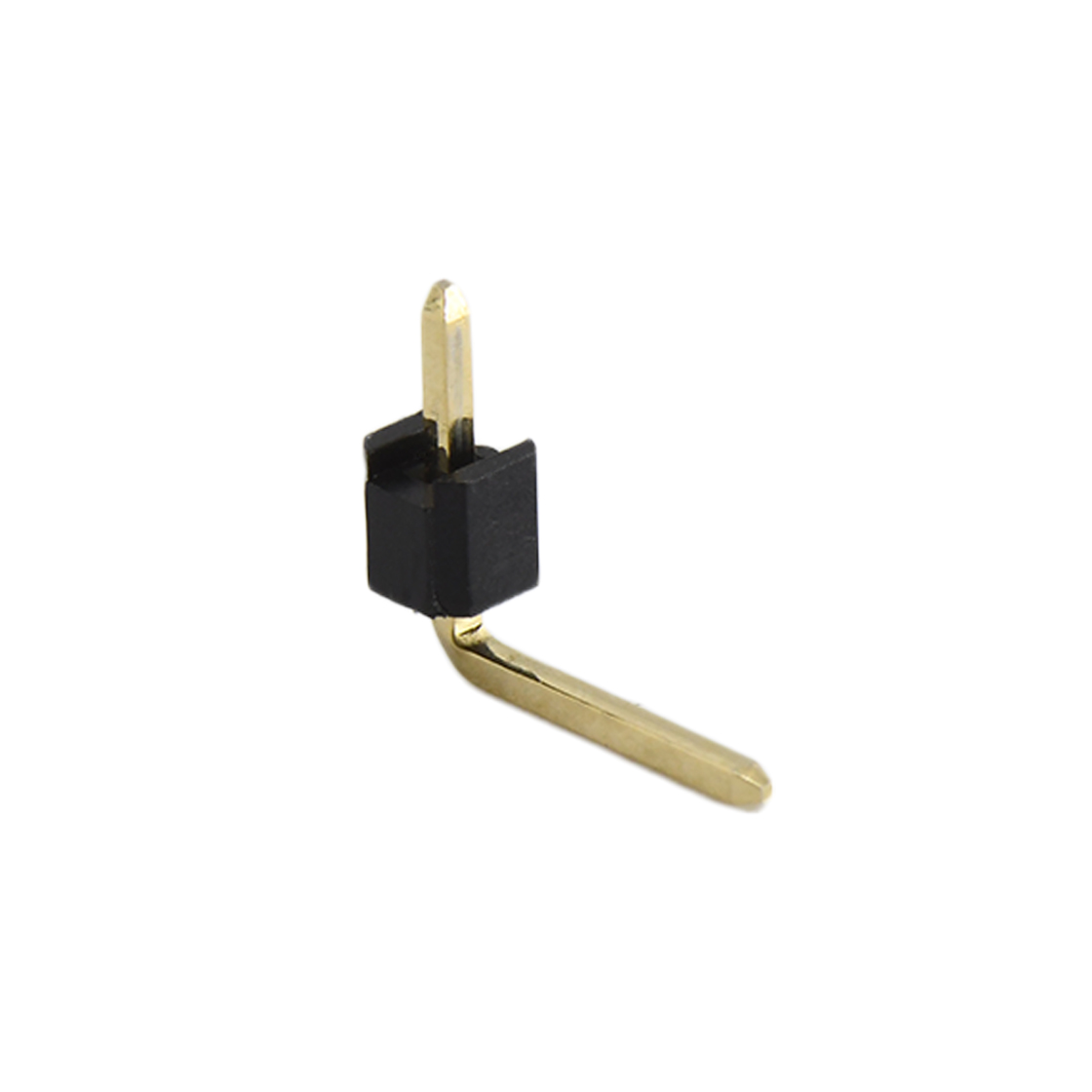 Pitch 2.54mm 90° 单排 DIP 单塑排针 弯平面 PC :6.0MM 01Pin 黑色 镀全金G/F